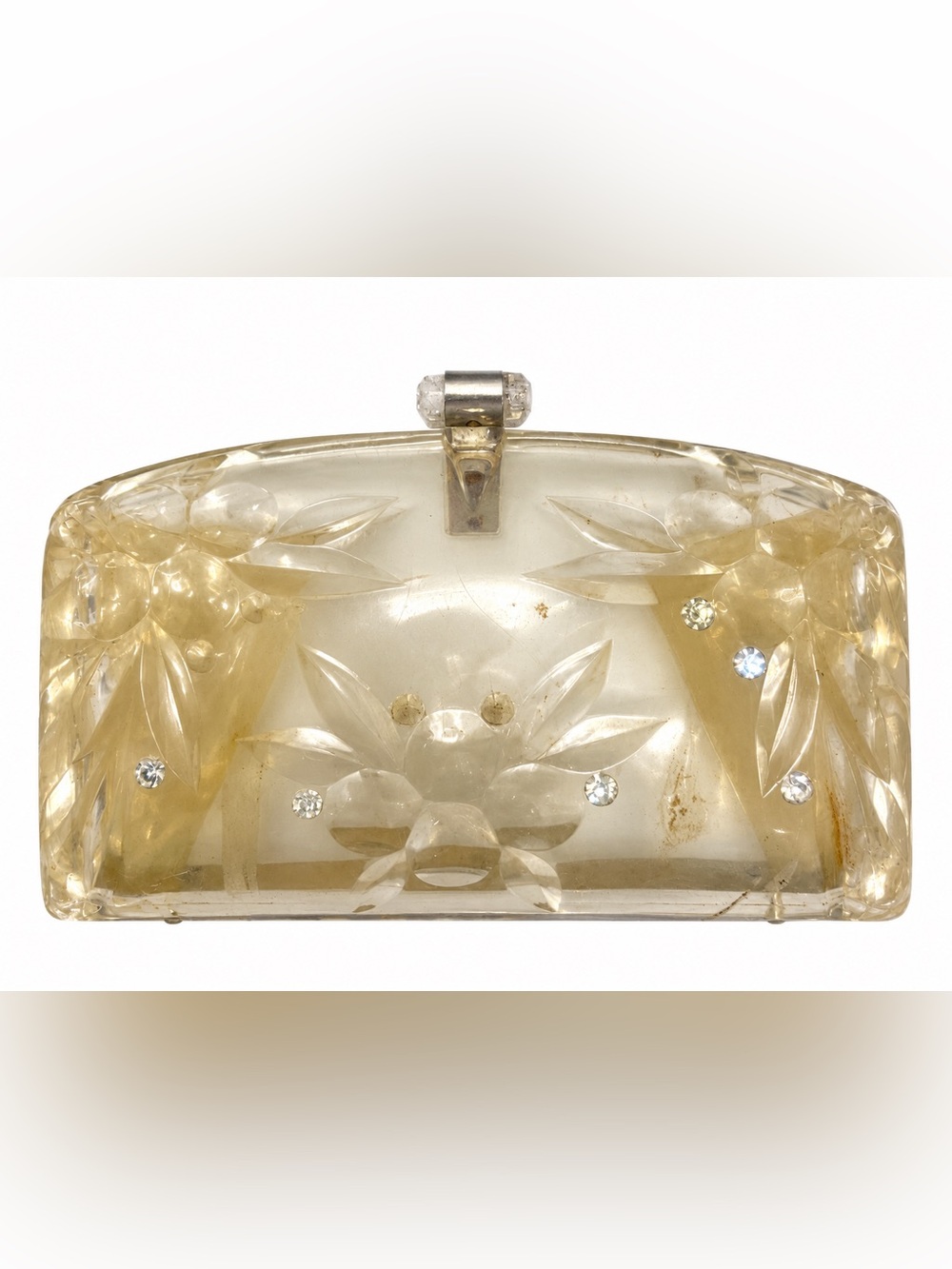 Clear Floral Lucite Clutch